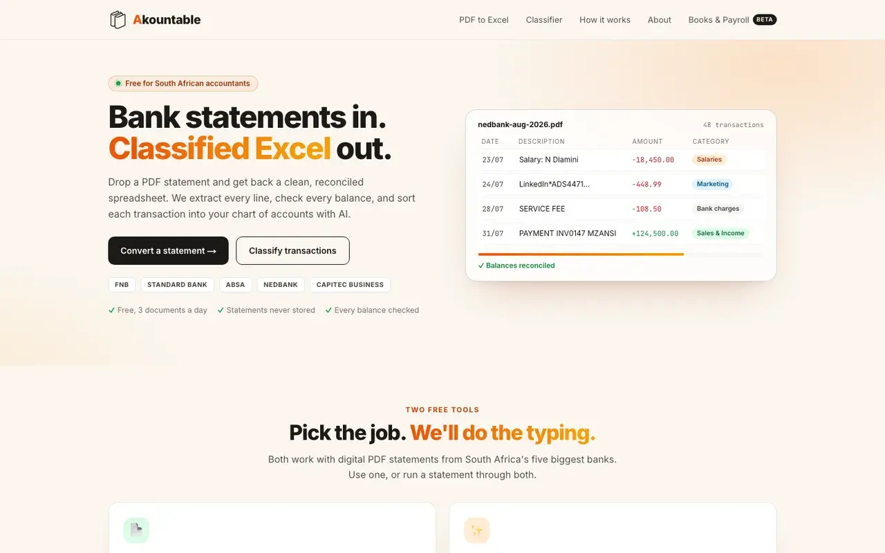 The Akountable website on a laptop